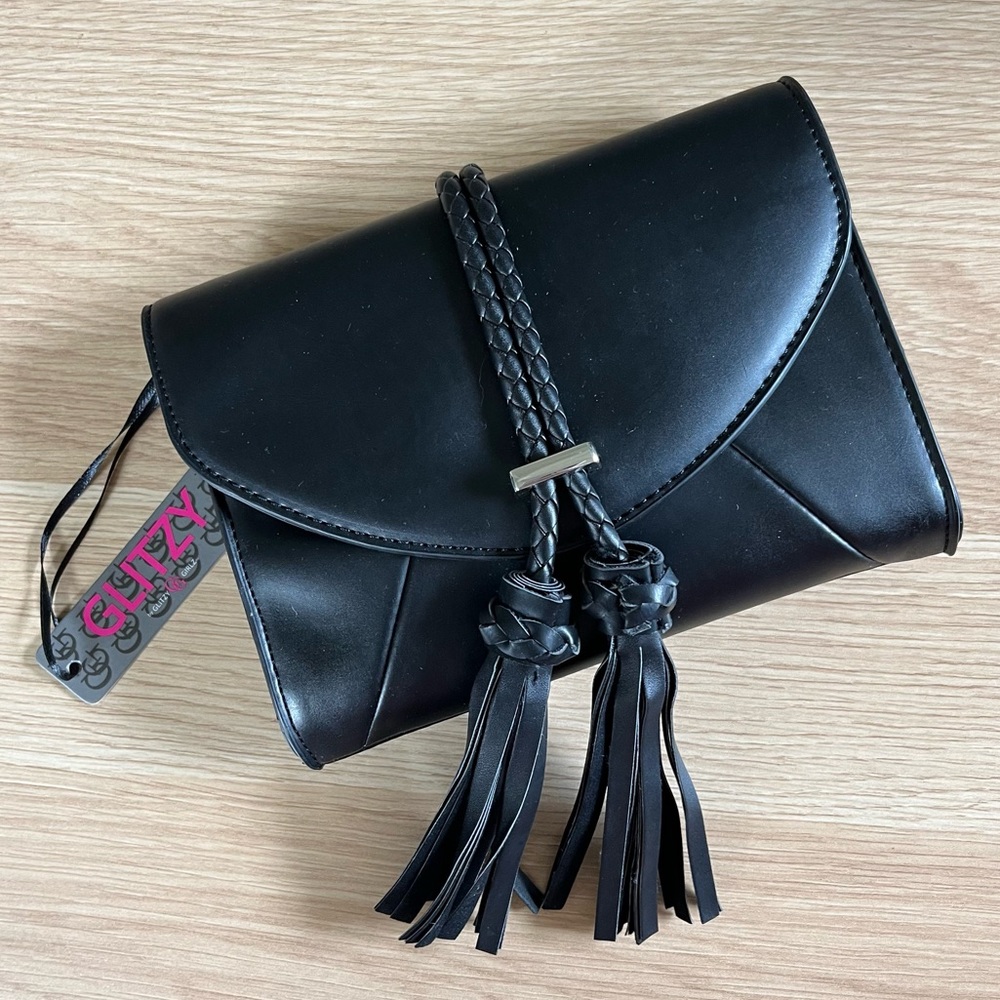 Black Fringe Tassel Crossbody Bag - Glitzy Girlz